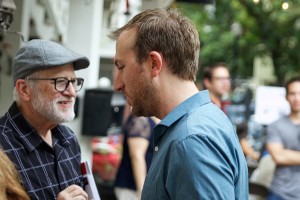 Homeowner Tom Williams, left, and “House is Innocent” filmmaker Nicholas Coles.