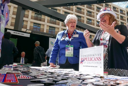 Hawking their wares at the Republican state convention. (Photo: Serla Rusli)