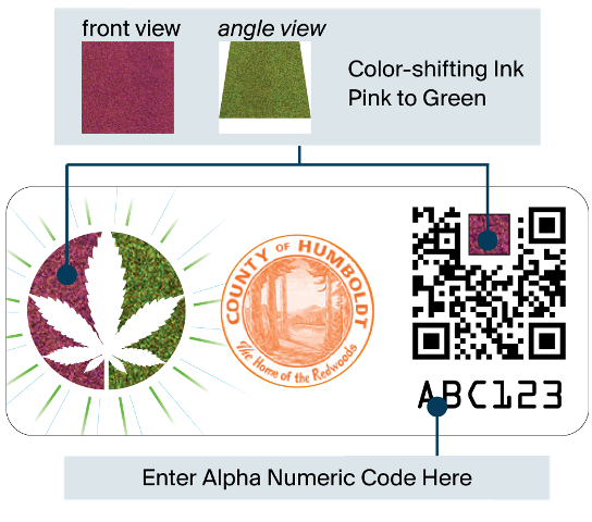 Diagram of a cannabis verification stamp. (Humboldt County)